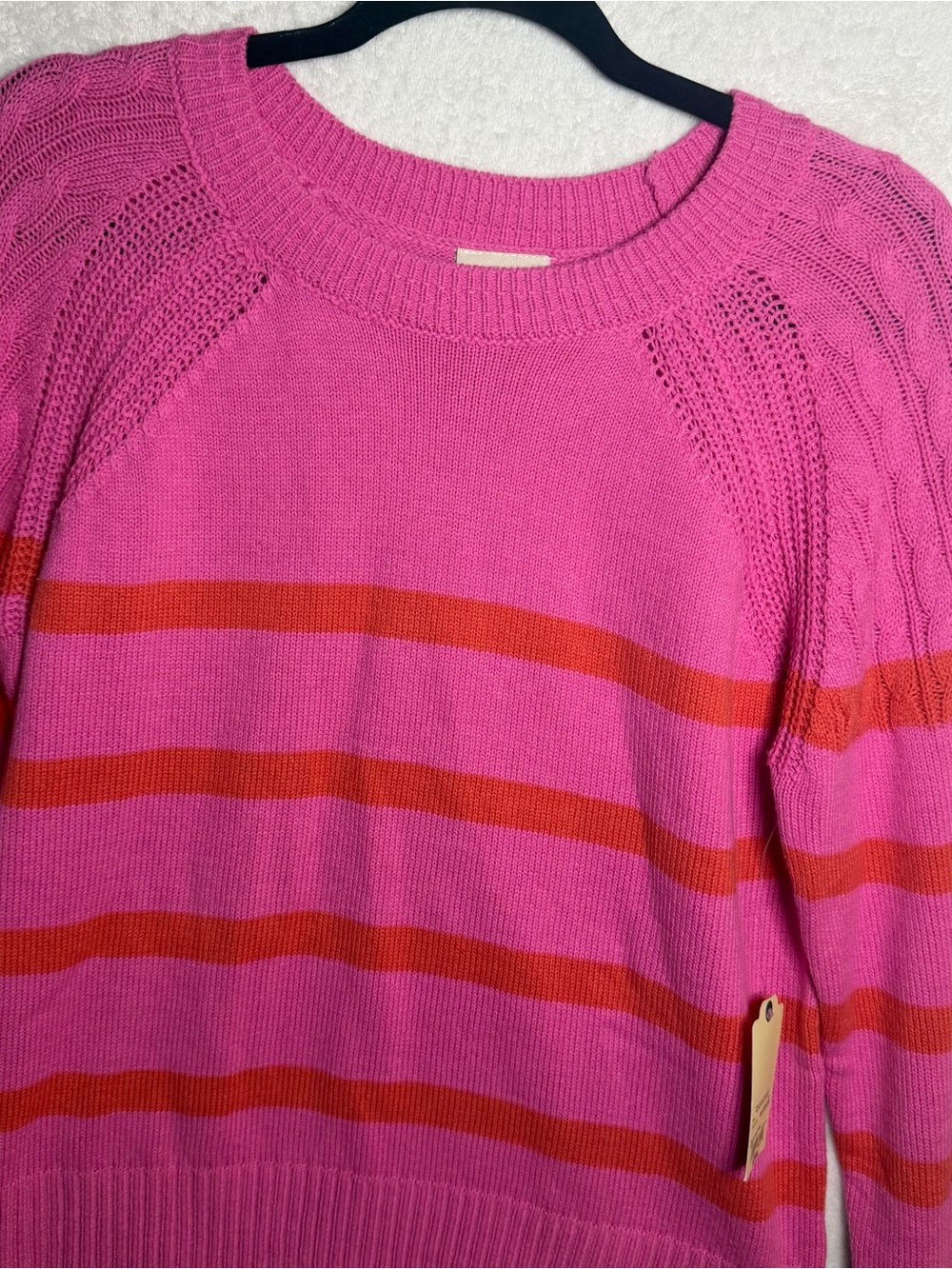Women’s Pink & Red Striped Crewneck Sweater NWT